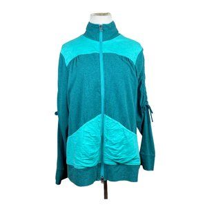Neon Buddha Jacket L Womens Zip Up Lightweight Ruched‎ Tie Sleeve Large